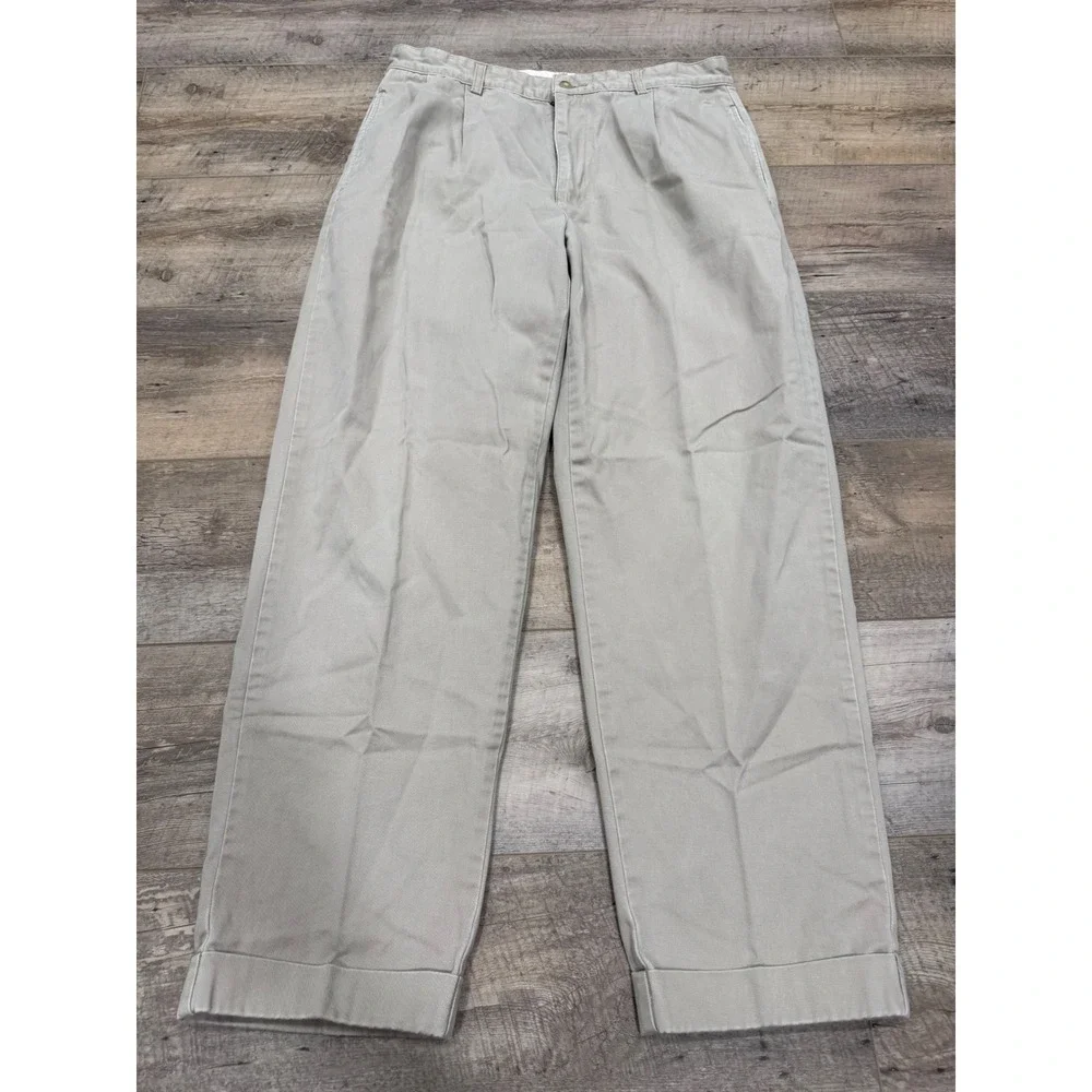 Polo Ralph Lauren Hammond Pant Mens 34/30 Khaki Tan Double Pleated Cuffed Chinos